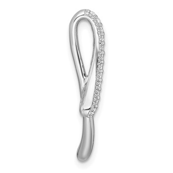 Sterling Silver Rhodium-plated Polished Fancy CZ Ribbon Chain Slide Pendant — alternate view