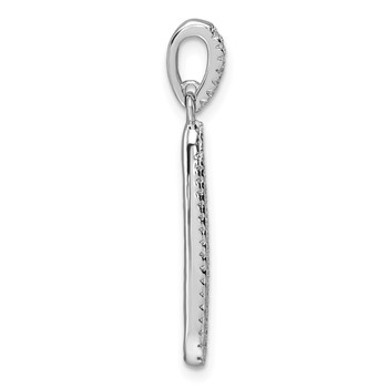 Sterling Silver Rhodium-plated CZ Oval Dangle Pendant — alternate view