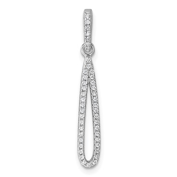 Sterling Silver Rhodium-plated CZ Oval Dangle Pendant