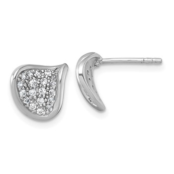 Sterling Silver Rhodium-plated Polished Fancy Curved CZ Post Earrings