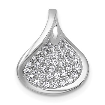 Sterling Silver Rhodium-plated Polished Fancy Curved CZ Pendant