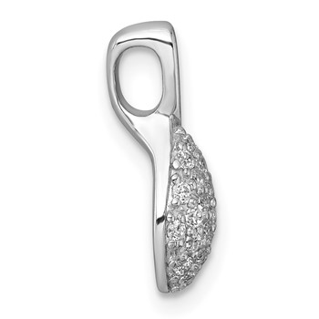 Sterling Silver Rhodium-plated Polished Fancy Teardrop CZ Chain Slide Pendant — alternate view