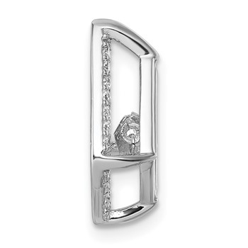 Sterling Silver Rhodium-plated Vibrant Moving CZ with Light Purple Enamel Kite-shape Chain Slide Pendant — alternate view