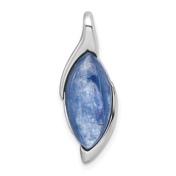 Sterling Silver Rhodium-plated Polished Fancy Marquise Kyanite Cabochon Chain Slide Pendant
