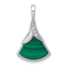 Image of Sterling Silver Rhodium-plated CZ And Malachite Pendant