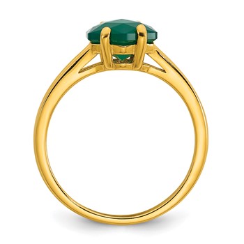 Sterling Silver Gold-tone Polished Hexagon Green Chalcedony Size 6 Ring — alternate view