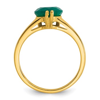 Sterling Silver Gold-tone Polished Green Chalcedony Heart Size 8 Ring — alternate view