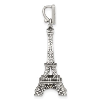Sterling Silver Antiqued Marcasite 3-D Eiffel Tower Pendant — alternate view