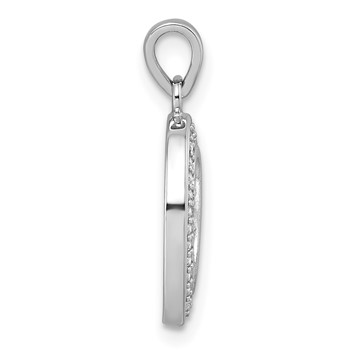 Sterling Silver Rhodium-plated Polished and Satin CZ Infinity Oval Pendant — alternate view