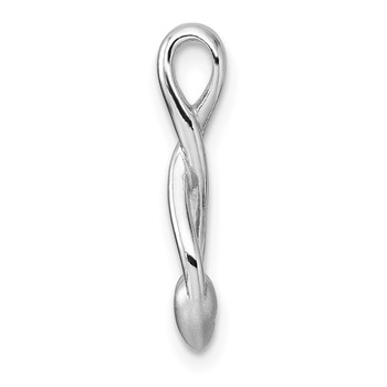 Sterling Silver Rhodium-plated Polished and Brushed Fancy Teardrop Heart Chain Slide — alternate view