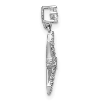 Sterling Silver Rhodium-plated Polished CZ Star Chain Slide Pendant — alternate view