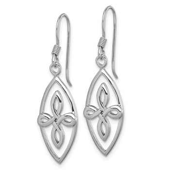 Sterling Silver Rhodium-plated Polished Fancy Celtic Knot Dangle Shepherd Hook Earrings — alternate view