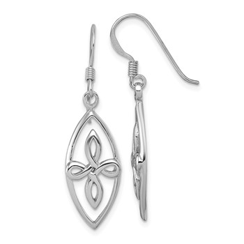 Sterling Silver Rhodium-plated Polished Fancy Celtic Knot Dangle Shepherd Hook Earrings
