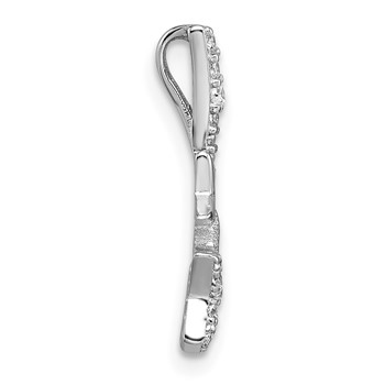 Sterling Silver Rhodium-plated Polished CZ Shooting Stars Chain Slide Pendant — alternate view