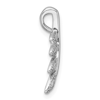 Sterling Silver Rhodium-plated Polished CZ Leaf Chain Slide Pendant — alternate view