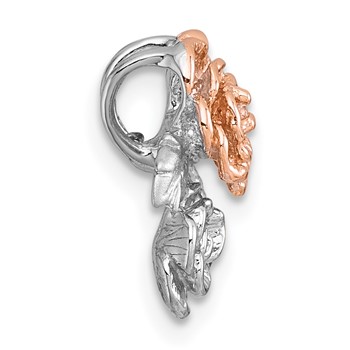 Sterling Silver Rhodium-plated and Rose Gold-plated CZ Flowers Chain Slide Pendant — alternate view