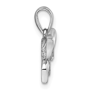 Sterling Silver Rhodium-plated Polished White CZ Butterfly Pendant — alternate view