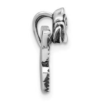 Sterling Silver Antiqued Textured Butterfly With Flower Pendant — alternate view