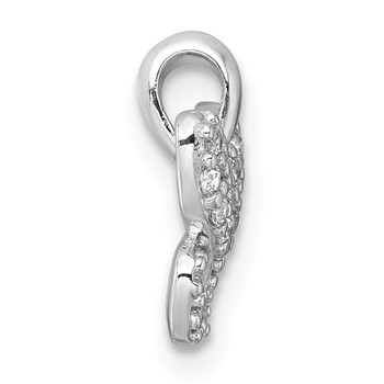 Sterling Silver Rhodium-plated Polished CZ Butterfly Pendant — alternate view