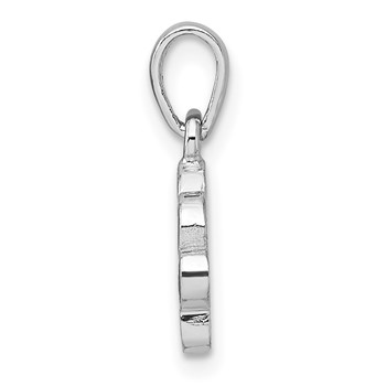 Sterling Silver Rhodium-plated Polished Black Enamel Paw Print with Heart Pendant — alternate view