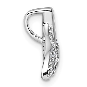 Sterling Silver Rhodium-plated CZ Whale Tail Pendant — alternate view