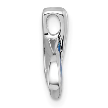 Sterling Silver Rhodium-plated Polished Lab Created Opal Whale Tail Chain Slide Pendant — alternate view