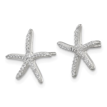 Sterling Silver Polished CZ Starfish Post Earrings — alternate view