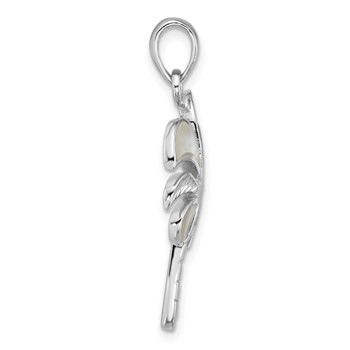 Sterling Silver Rhodium-plated Polished Mother of Pearl Palm Tree Pendant — alternate view