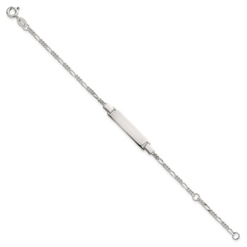 Sterling Silver Polished Figaro Link Childrens 5.5 inch with 1 inch Extension ID Bracelet — alternate view
