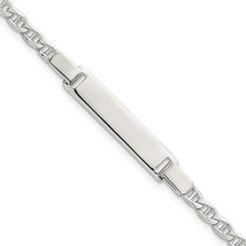 Sterling Silver Polished Anchor Link Childrens 6 Inch ID Bracelet