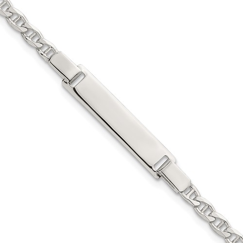 Sterling Silver Polished Anchor Link Children's 6 Inch ID Bracelet