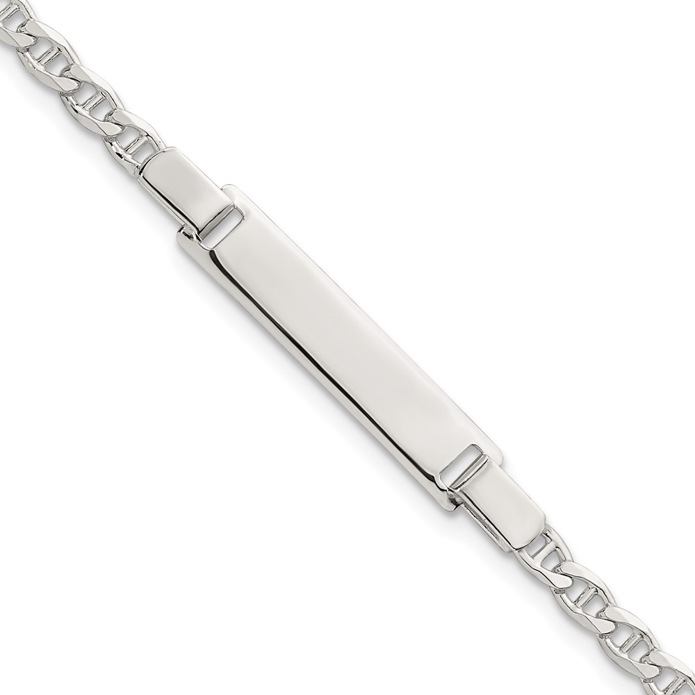 Sterling Silver Polished Anchor Link Children's 6 Inch ID Bracelet
