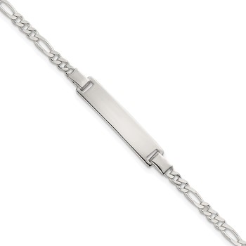 Sterling Silver Polished Figaro Link Childrens 6 Inch ID Bracelet