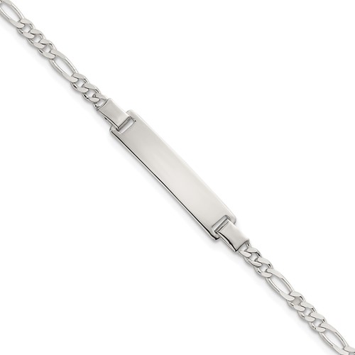 Sterling Silver Polished Figaro Link Children's 6 Inch ID Bracelet