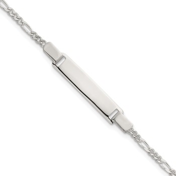 Sterling Silver Polished Figaro Link Childrens 6 Inch ID Bracelet