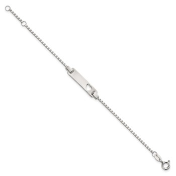 Sterling Silver Polished Cut-out Heart Box Link Childrens 5.5 inch with 0.5 inch Extension ID Bracelet — alternate view