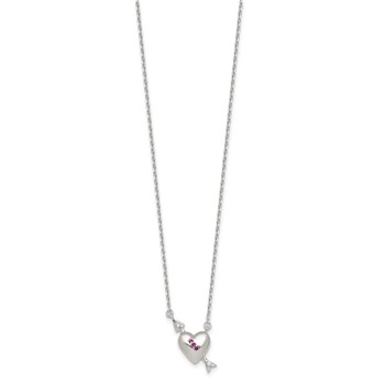Sterling Silver Polished Pink and White CZ Heart and Arrow 16 inch with 2 inch Extension Necklace — alternate view