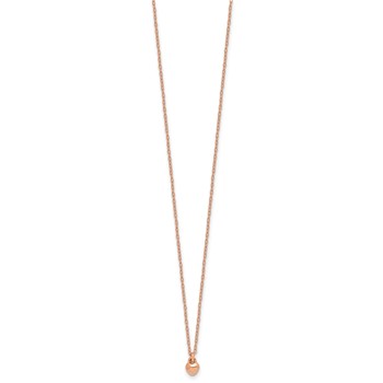 Sterling Silver Rose-tone Polished Heart Childrens 14 inch Necklace — alternate view
