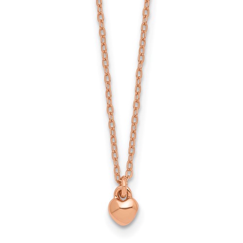 Sterling Silver Rose Gold-plated Polished Petite Heart 14 Inch Necklace
