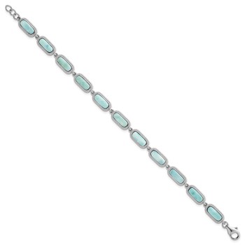 Sterling Silver Rhodium-plated Polished and Twisted Fancy Larimar 7.5 Inch with .25 Inch Extension Bracelet — alternate view