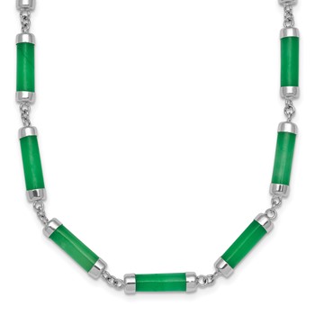 Sterling Silver Rhodium-plated Polished Jade Bars 16.75 Inch with 0.5 Inch Extension Necklace