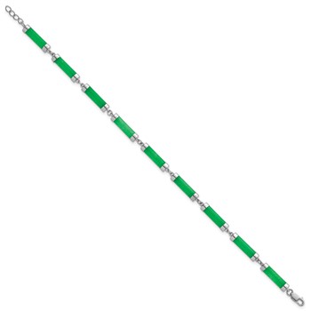 Sterling Silver Rhodium-plated Polished Jade Bars 8 Inch Bracelet — alternate view