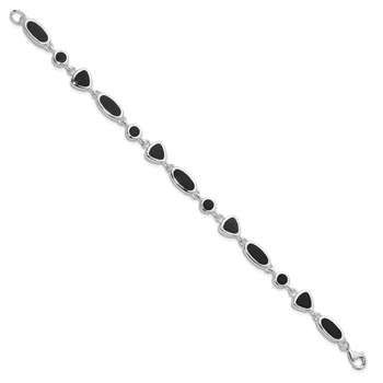 Sterling Silver Rhodium-plated Onyx Bracelet — alternate view