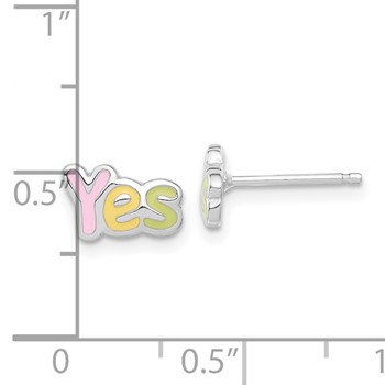 Sterling Silver Madi K Enameled YES Post Earrings — alternate view