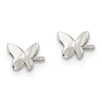 Sterling Silver Madi K Polished Butterfly Children's Post Earrings — alternate view