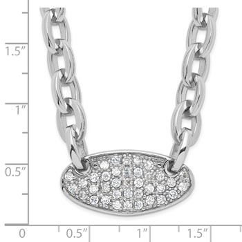 Sterling Silver Oval Link w/ CZ Necklace — alternate view