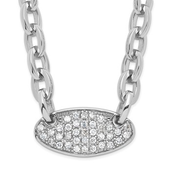 Sterling Silver Oval Link w/ CZ Necklace