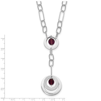 Sterling Silver Purple Crystal Fancy Link Drop Necklace — alternate view