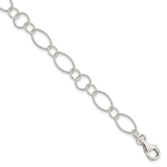 Sterling Silver Fancy Link Bracelet - Quality Gold