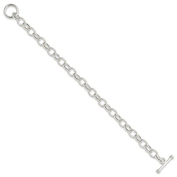 Sterling Silver 7.75inch Polished Fancy Link Toggle Bracelet — alternate view